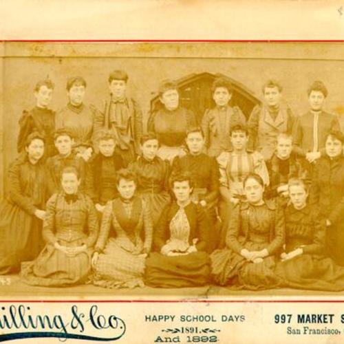 [Girls High School class photo, Happy School Days, 1891 and 1892]