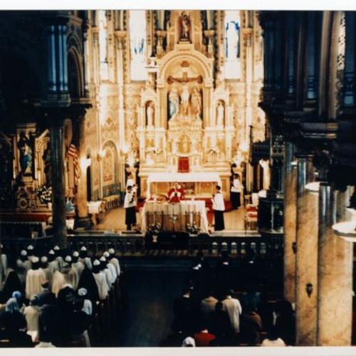 [Interior of St. Anthony's Church during mass]