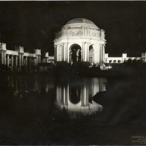[Dome and Colonnades of Palace of Fine Arts at night]