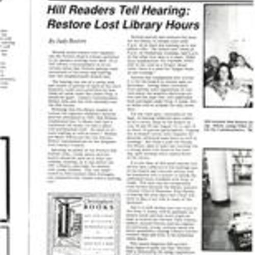 "Hill Reader Tell Hearing, Restore Lost Library Hours", 1 of 2, Potrero View, October 1994