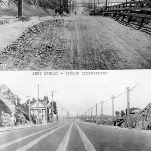 [Army Street, DeHaro to Third Street, before and after being widened]