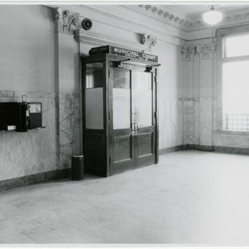 [Entrance to Municipal Court, Department No. 12, in Old Hall of Justice]