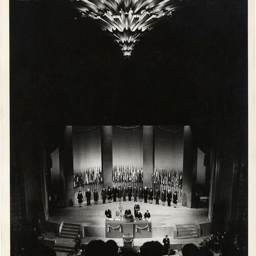 [United Nations Conference, 1945, President Truman speaking in the War Memorial Opera House]
