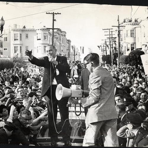 [President Johnson during his presidential campaign in San Francisco]