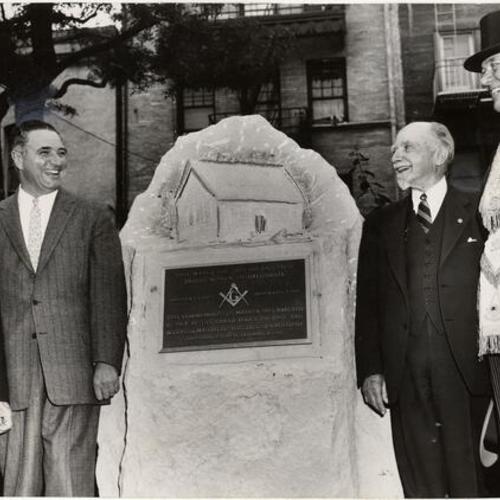[Dedication of monument to commemorate the first public school in San Francisco at Portsmouth Square]