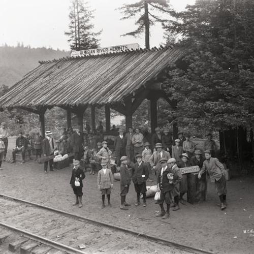 People waiting for departure at Camp McCoy