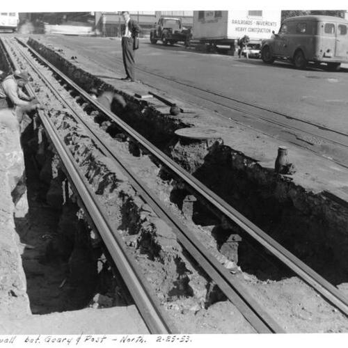 [Construction on Powell Street between Geary and Post]