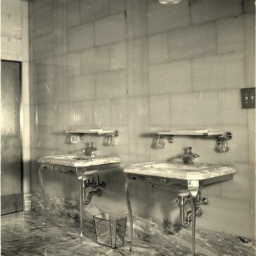[Bathroom sinks in San Francisco's I. Magnin and Co. store]