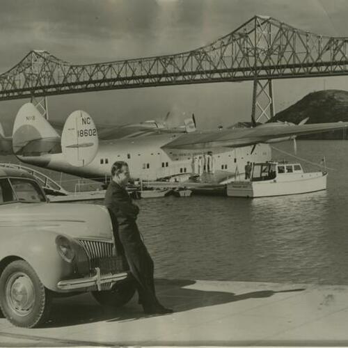 [Frank Sherman looks out at the Boeing California Clipper]