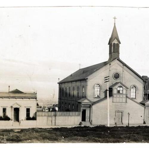 [Exterior of old Sacred Heart Church at Fell and Filmore streets]