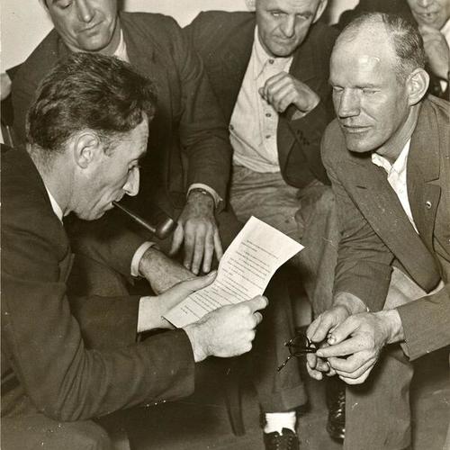 [Harry Bridges meeting with other members of the I. L. A. Strike Committee]