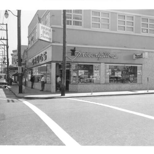 [Exterior of the Golden State Pharmacy at 2450 San Bruno Avenue]