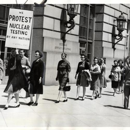 [San Francisco Women for Peace marching before the Federal Building]