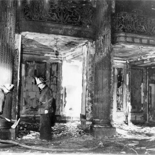 [Firemen at the St. Francis Hotel after a fire]