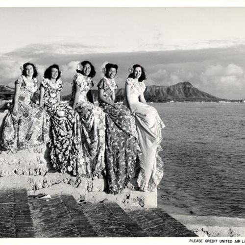 [Group of young women posing on Hawaiian Island]