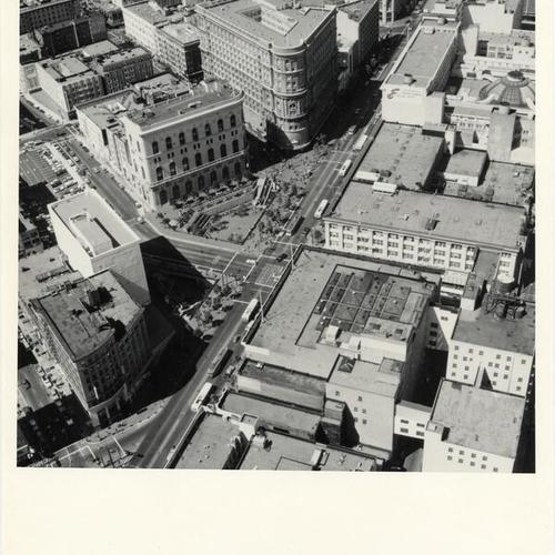 [Aerial view of Hallidie Plaza, Market and Powell streets]