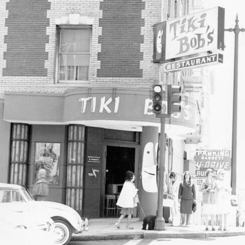 [Exterior of Tiki Bob's restaurant at Post and Taylor Streets]