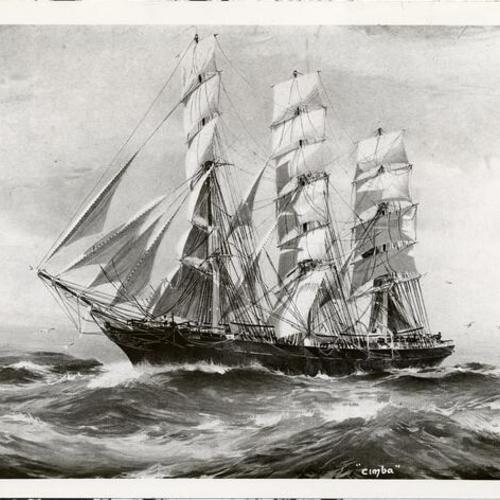 [Painting of sailing ship "Cimba"]
