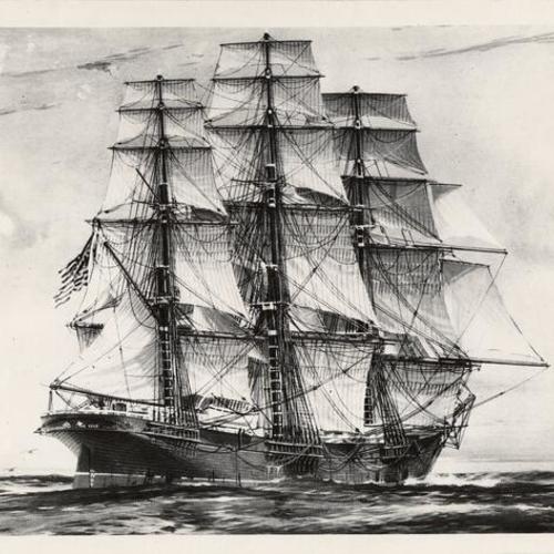 [Painting of clipper ship "Sovereign of the Seas"]