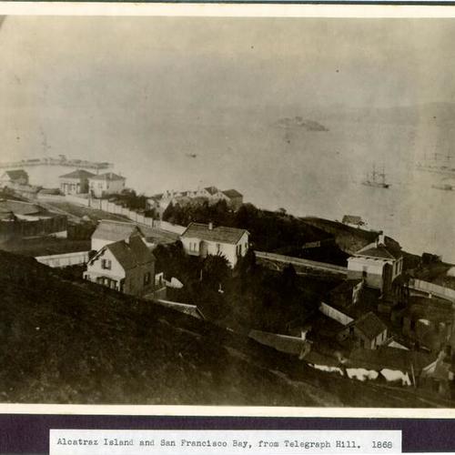 Alcatraz Island and San Francisco Bay, from Telegraph Hill. 1868