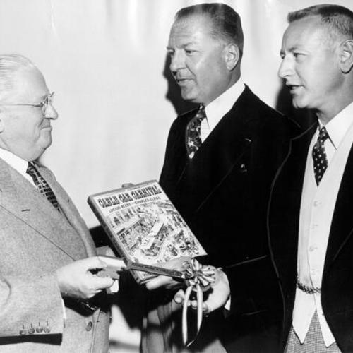 [Lucius Beebe with Charles Clegg and Mayor Robinson]