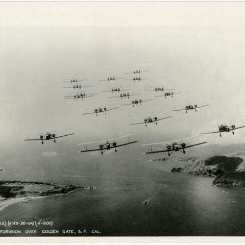 [Bomber formation over the Golden Gate]
