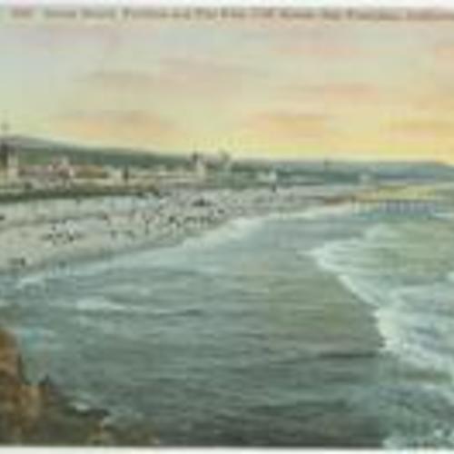 Ocean Beach, Pavilion and Pier from Cliff House, San Francisco, California