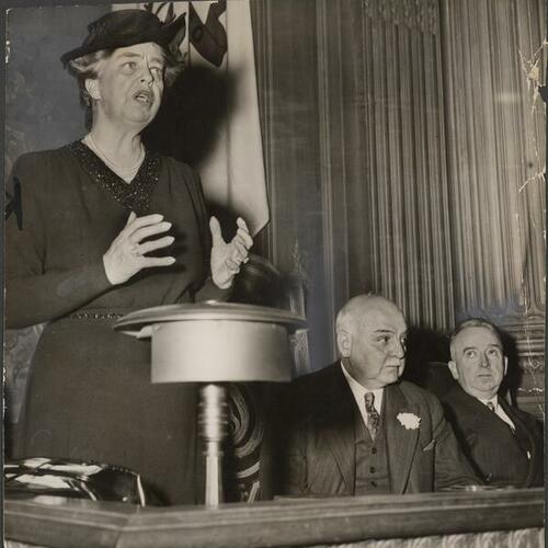 Eleanor Roosevelt and San Francisco Mayor Rossi (center)