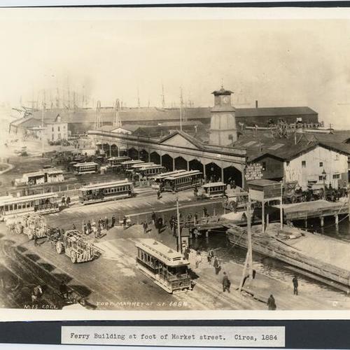 Ferry Building at foot of Market street. Circa, 1884
