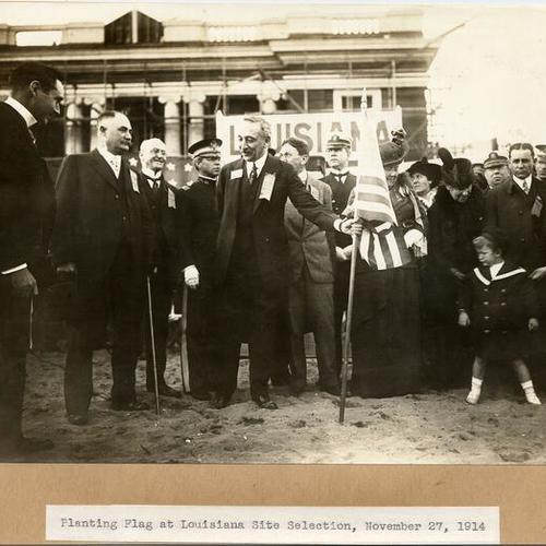 Planting Flag at Louisiana Site Selection, November 27, 1914