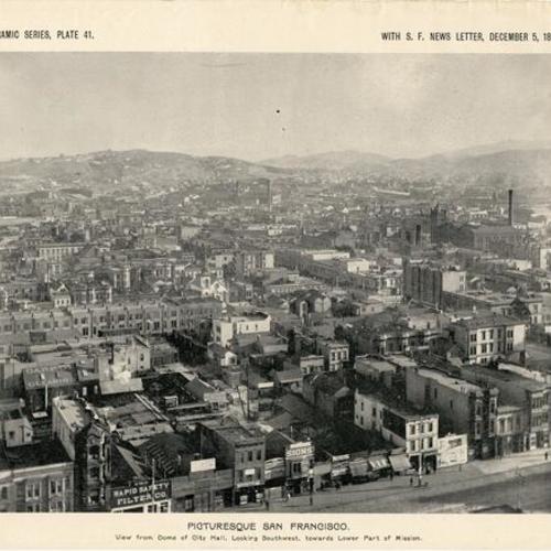 PICTURESQUE SAN FRANCISCO; View from Dome of City Hall, Looking Southwest, towards Lower Part of Mission