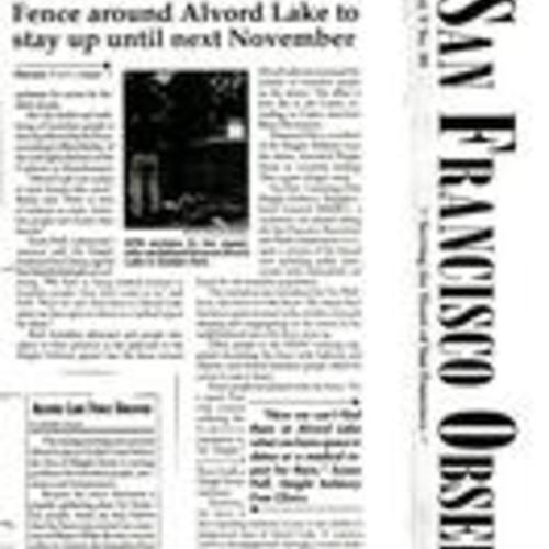 Fence Around Alvord Lake to Stay Up..., SF Observer, Jan. 1998