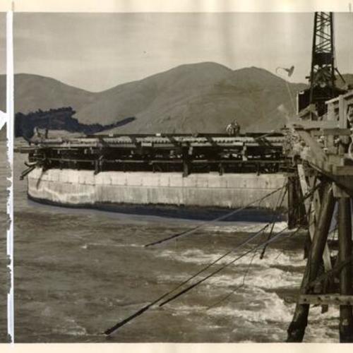 [Pier and fender wall used during construction of the Golden Gate Bridge]
