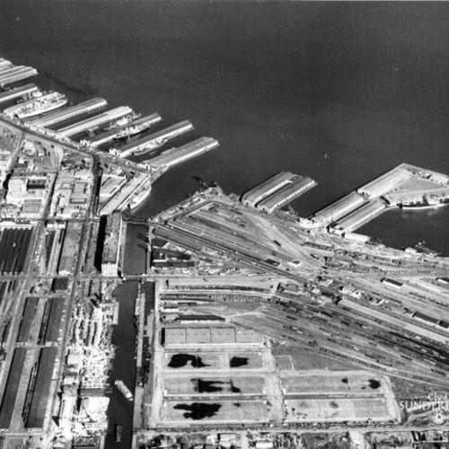 [Aerial view of the China Basin Channel at San Francisco waterfront]
