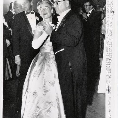 [Governor and Mrs. Edmund Brown dance at the inaugural ball]