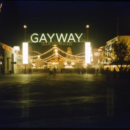 [Lighted Gayway at the Golden Gate International Exposition captured at night]