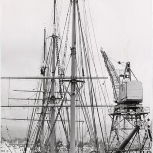 [Sailing ship "Pacific Queen," also known as the "Balclutha," at Moore Shipyard in Alameda]