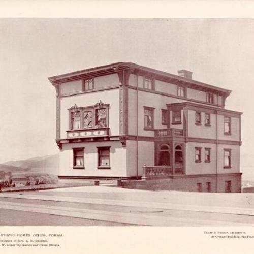 ARTISTIC HOMES OF CALIFORNIA: Residence of Mrs. A. R. Baldwin, N. W. corner Divisadero and Union Streets