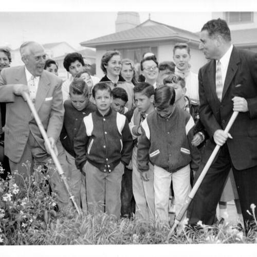 [Mayor George Christopher at the ground breaking ceremony for Merced Branch Library]