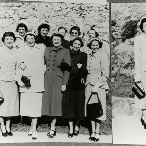 [Lorraine with a group of women celebrating a wedding shower at the Cliff House in 1951]