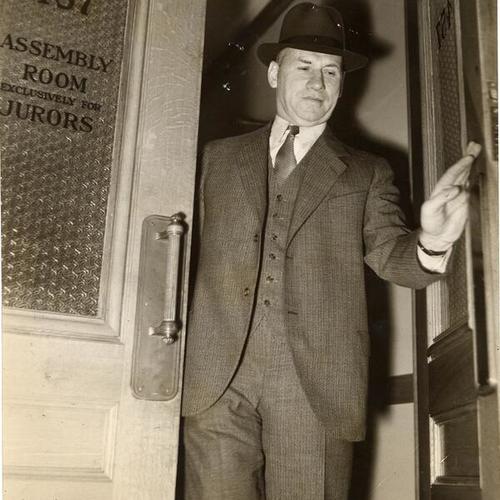 [Officer Henry Ludolph existing jurors assembly room]