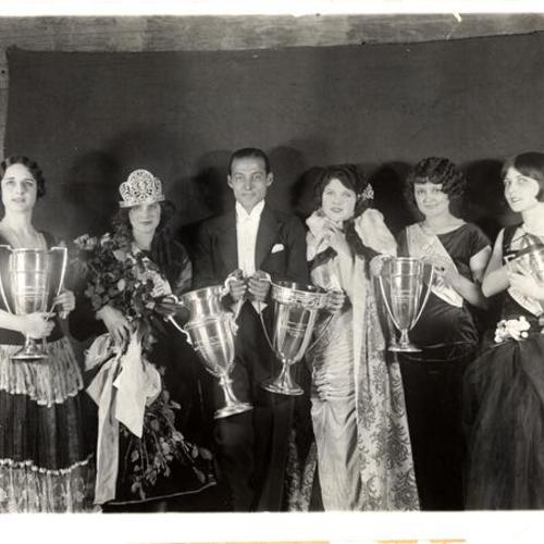 [Rudolph Valentino with beauty contest winners]