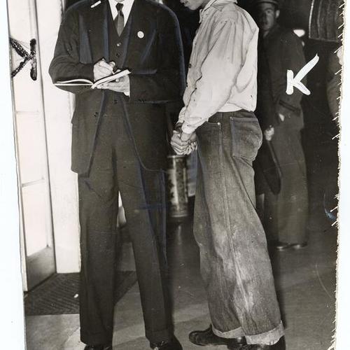 [Young man collecting the autograph of a delegate to the United Nations Conference, 1945]