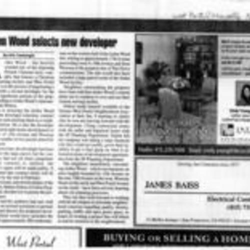 Arden Wood Selects New Developer; West Portal Monthly news article; 2007