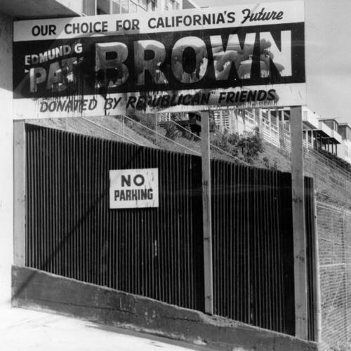 [Defaced billboard for Edmund G. Brown's campaign for governor]