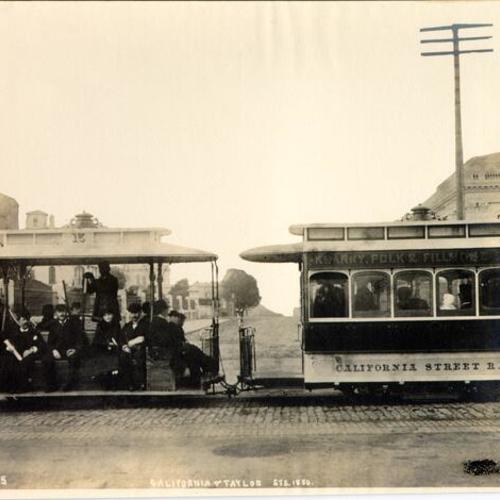 [California Street Cable R. R. Company cable car at California and Taylor]