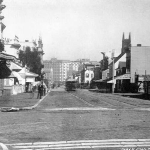 Geary street. View east from Taylor street. Circa, 1875