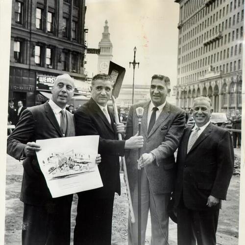 [Fred Clinchard, Mayor Christopher, Geo Geramoni and Ralph Issacs at a ceremony on Market Street]