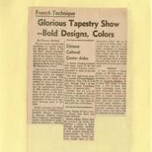 "Glorious Tapestry Show--Bold Designs, Colors." 1 of 2, San Francisco Chronicle, March 31, 1970