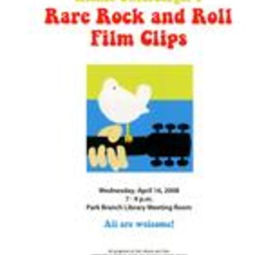Richie Unterberger's Rare Rock and Roll Film Clips, Poster, April 2008, Park Branch